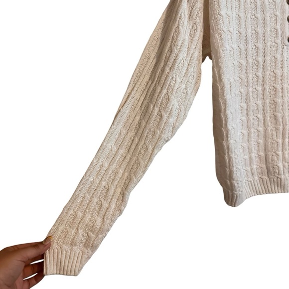Vintage Maggie Lawerence Sport White Cotton Blend Cable Knit Sweater Size Small - Picture 6 of 12